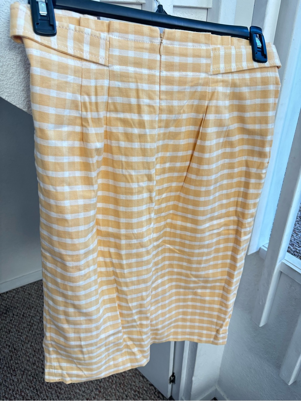 Ann Taylor Yellow Gingham Midi Skirt with Front Slit - Picture 4 of 6